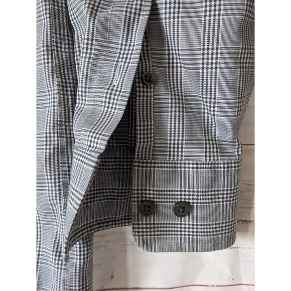 Eddie Bauer Men's Shirt Gray Tall Wrinkle Resistant Button Down Plaid Cotton L - Picture 6 of 10